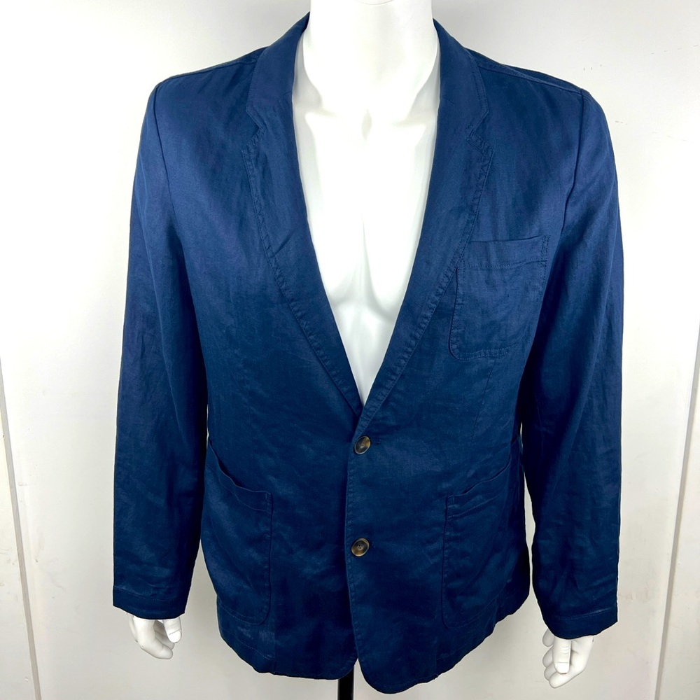 TRUTH, MEN’s 100% LINEN LIGHT & AIRY SUMMER NAVY JACKET, SIZE 42 (LARGE)